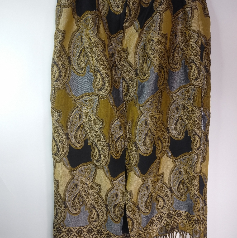 ASHLEY STEWART 16 Black Gold Fringe Skirt Plus - Picture 2 of 7